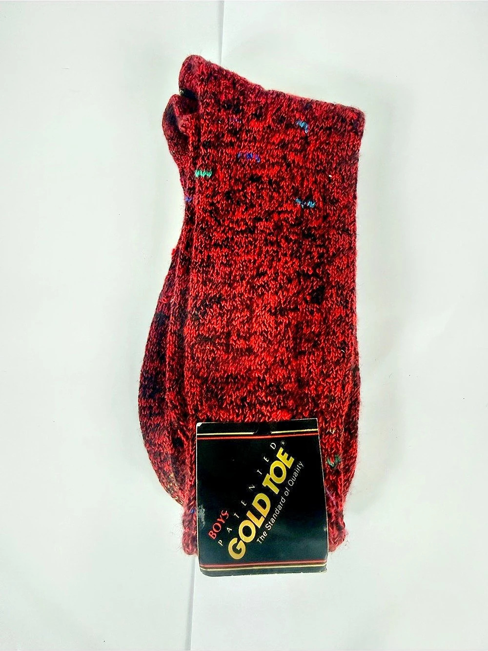 VTG Gold Toe Style 5155 Red & Black Multicolor Speckle Boys Socks NWT